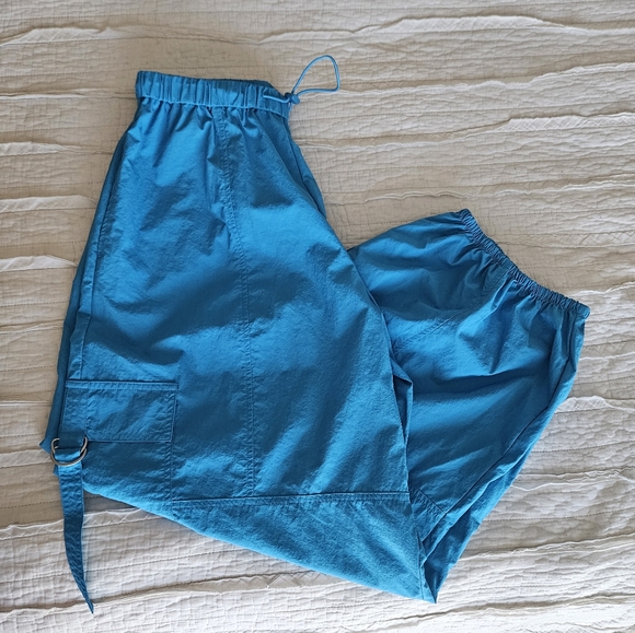Urban Outfitters Jana Nylon Balloon High-Rise Cargo Pants Pull On Dance Blue M - Picture 8 of 8